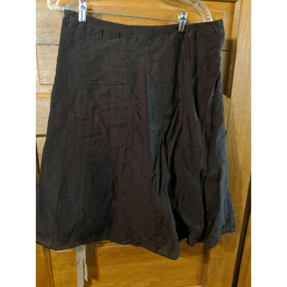 Issac Mizrahi Skirt Size 10 Brown Solid Flare Modest Lined Ribbon Belt - Picture 2 of 5